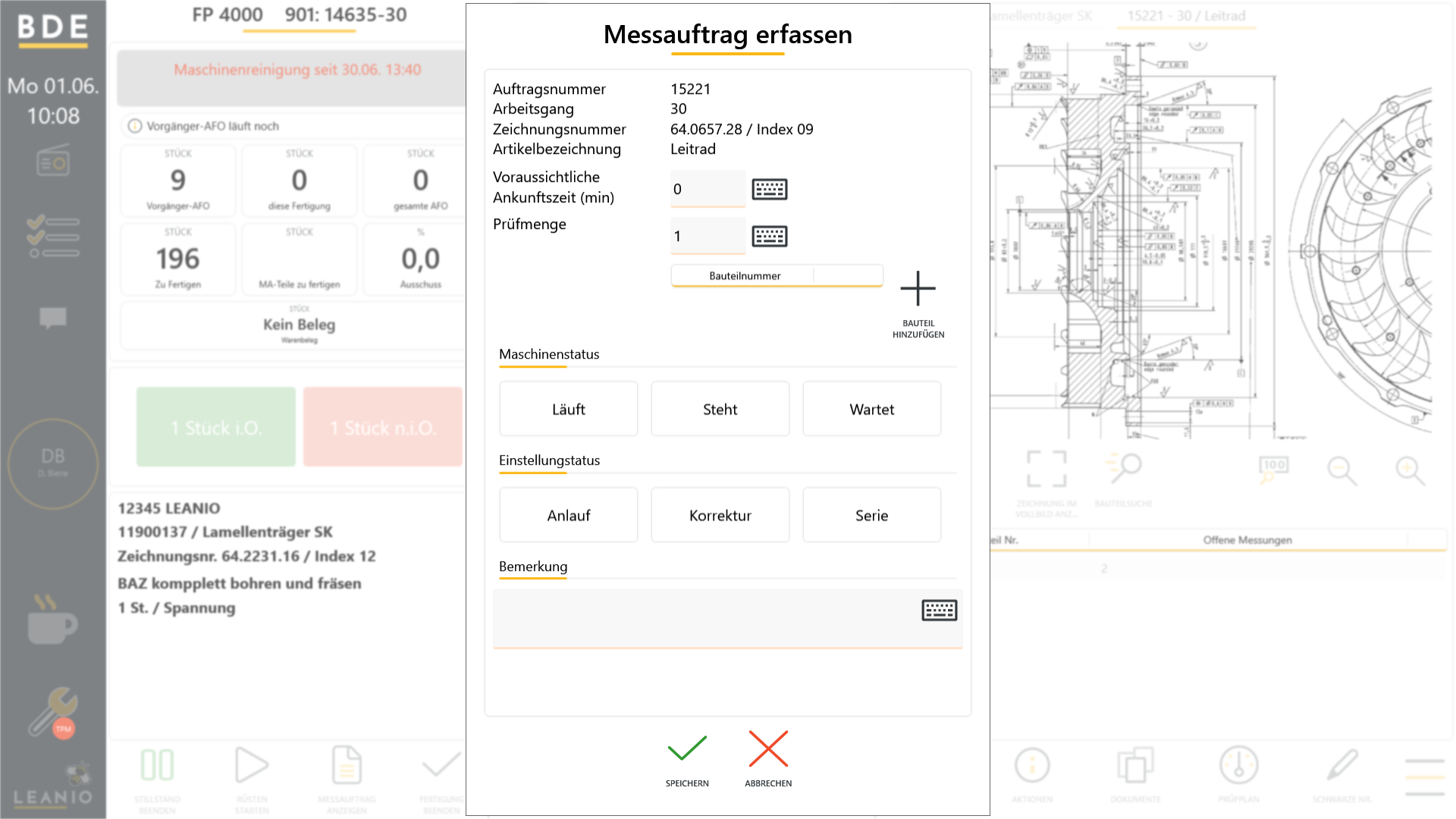 LEANIO BDE: Messauftrag erfassen